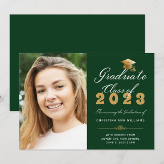 Abschluss Foto Green Gold Script Class of 2023 Ankündigung