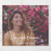 Abschluss Foto Herzlichen Glückwunsch Schaumweinetikett (Einzelnes Label)