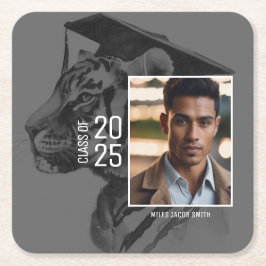 Abschluss Foto hinzufügen Rechteckiger Pappuntersetzer