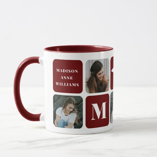Abschluss Foto Instagram Collage Maroon Tasse (Links)