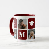 Abschluss Foto Instagram Collage Maroon Tasse (Vorderseite Links)