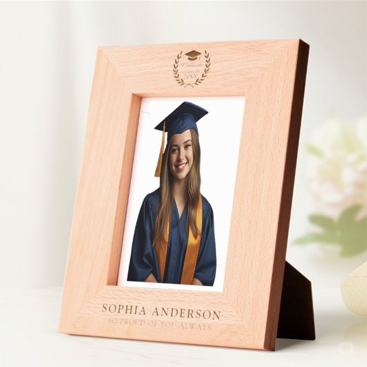 Abschluss Foto Keepake | Grad Cap Laurel Wreath Geätzte Rahmen