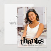 Abschluss Foto kühne moderne, einfache Typografie Dankeskarte (Vorne/Hinten)