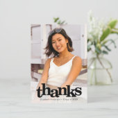 Abschluss Foto kühne moderne, einfache Typografie Dankeskarte (Stehend Vorderseite)