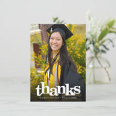 Abschluss Foto kühne moderne Typografie Dankeskarte (Stehend Vorderseite)