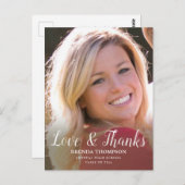 Abschluss Foto Liebe & Dank Black Script Postkarte (Vorne/Hinten)