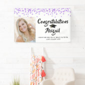 Abschluss Foto Lila Confetti Brush Script Banner (Insitu)
