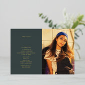 Abschluss Foto Line Art Emerald Green Folieneinladung (Stehend vorne)