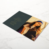 Abschluss Foto Line Art Emerald Green Folieneinladung (Gedreht)