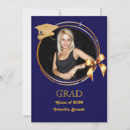 Abschluss, Foto, Meer, Gold, Rahmen, Grau-Hut Einladung