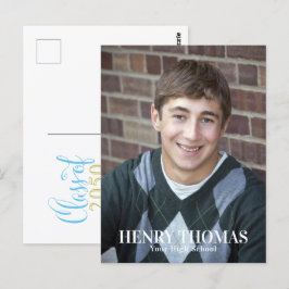 Abschluss Foto Minimalistisch Classic Script Gold Postkarte