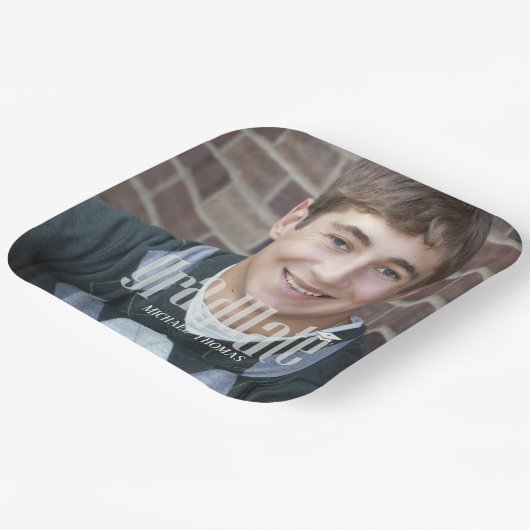 Abschluss Foto Minimalistisch Simple Modern Grad Pappteller (Gewinkelt)