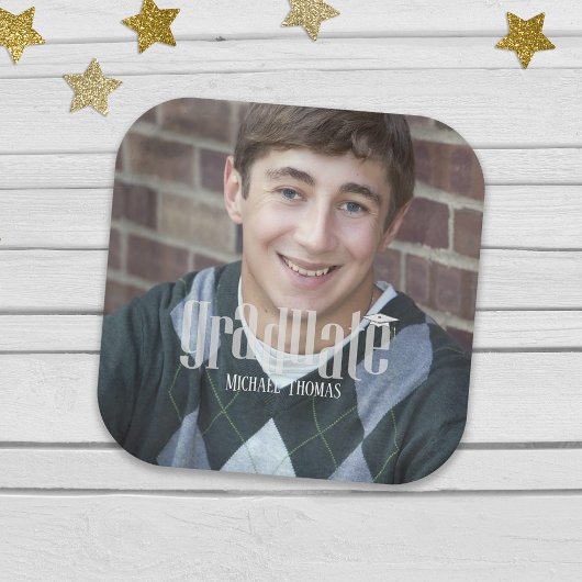 Abschluss Foto Minimalistisch Simple Modern Grad Pappteller