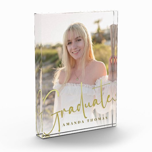 Abschluss Foto Minimalistisches Gold-Script (Links)