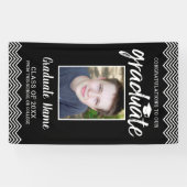 Abschluss Foto mit Grad Name Schwarz Vertikal Banner (Horizontal)