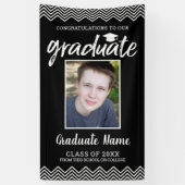 Abschluss Foto mit Grad Name Schwarz Vertikal Banner (Vertikal)