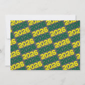 Abschluss-Foto mit grünem und gelbem Karton Einladung (Rückseite)