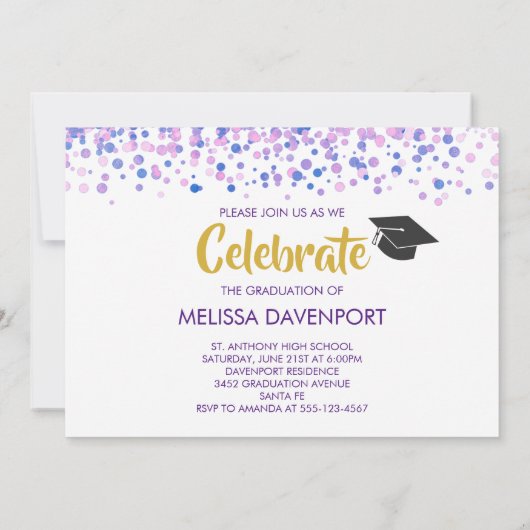 Abschluss Foto mit Trendy Schriftart Party Einladung (Rückseite)