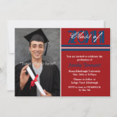 Abschluss-Foto-Mitteilungs-Rot-Streifen Einladung (Vorderseite)