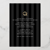 Abschluss Foto moderne Drehbuch Schwarz Echtgold Folieneinladung (Rückseite)