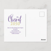 Abschluss Foto Moderne Minimalistische Skriptklass Postkarte (Rückseite)