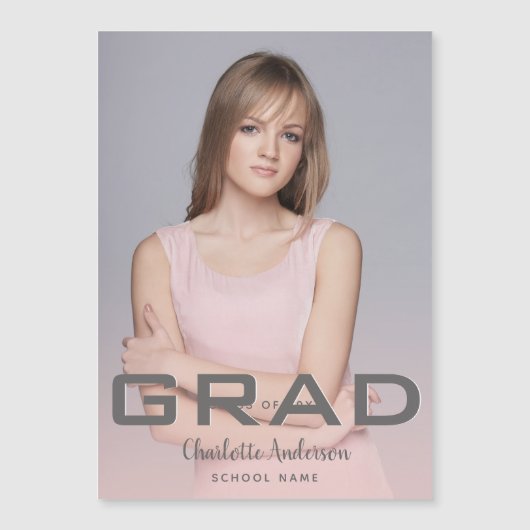 Abschluss Foto Moderne Rose Gold Magnetkarte (Vorderseite)