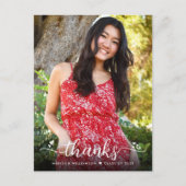Abschluss Foto Moderne Skriptherzen Vielen Dank Postkarte (Vorderseite)