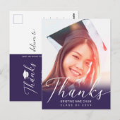 Abschluss Foto Modernes Drehbuch Lila Vielen Dank Postkarte (Vorne/Hinten)