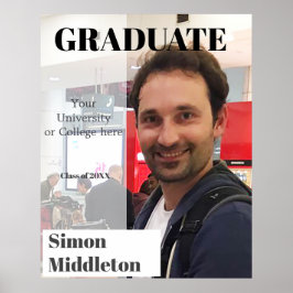 Abschluss Foto Modernes Graduiertenschwarzes Schla Poster