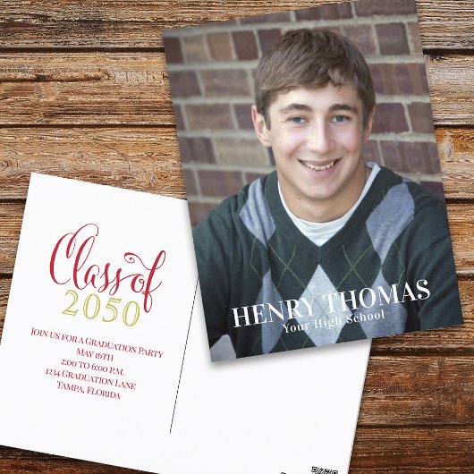 Abschluss Foto Modernes Minimalistisches Rotes Skr Postkarte