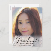 Abschluss Foto Modernes Schwarzes Script 2023 Ankündigungspostkarte (Vorne/Hinten)