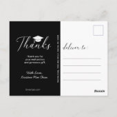 Abschluss Foto Modernes Script Black Danke Postkarte (Rückseite)