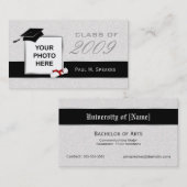 Abschluss-Foto-Namenskarte - Grau und Schwarzes Telefonnummerkarte (Vorne/Hinten)