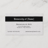 Abschluss-Foto-Namenskarte - Grau und Schwarzes Telefonnummerkarte (Rückseite)