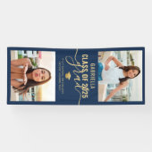 Abschluss Foto Navy Blue Gold Elegantes Banner (Horizontal)