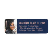 Abschluss Foto Navy & Pink Moderne Rücksendeadress (Vorne)