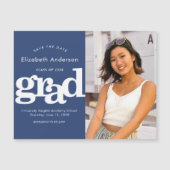 Abschluss Foto Navy Save the Date Moderne Magneteinladung (Vorderseite)