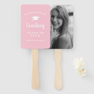 Abschluss Foto Niedlich Pastel Pink Girl Graduate Fächer