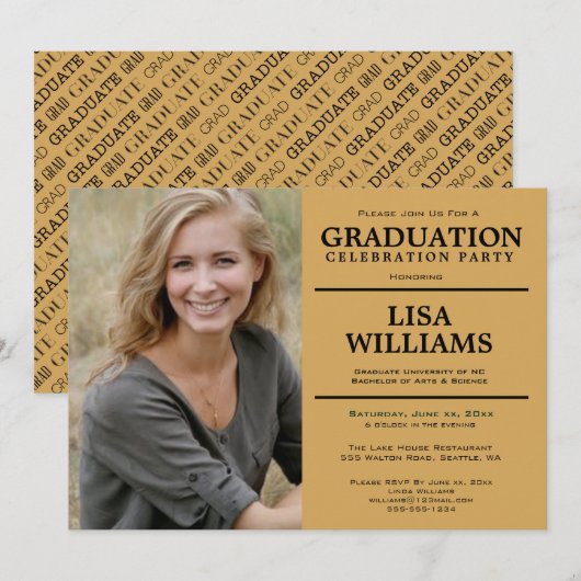 Abschluss Foto Party Einladung (Vorne/Hinten)