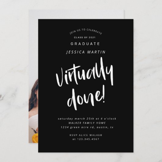 Abschluss Foto Party Einladung (Vorne/Hinten)