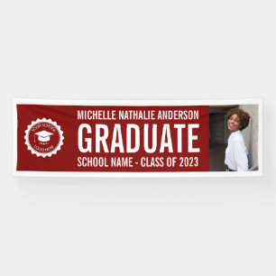 Abschluss Foto Party Maroon White Banner