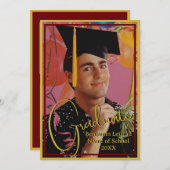 Abschluss Foto Personalisiert Note Maroon und Gold Einladung (Vorne/Hinten)