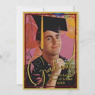 Abschluss Foto Personalisiert Note Maroon und Gold Einladung