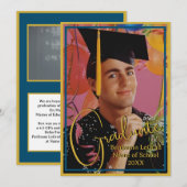 Abschluss Foto Personalisiert Note Navy und Gold Einladung (Vorne/Hinten)