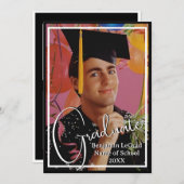 Abschluss Foto Personalisiert Schwarz und Weiß Einladung (Vorne/Hinten)