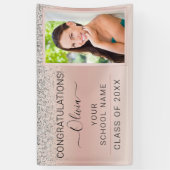 Abschluss Foto Pink Silver Glitzer Class of 2022 Banner (Vertikal)
