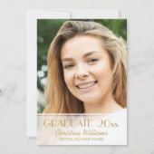 Abschluss Foto Red Gold Script 2023 Grad Party Einladung (Vorderseite)