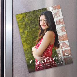 Abschluss Foto Rett Date Script Hearts Modern Magneteinladung