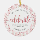 Abschluss Foto Rose Gold Glitzer Script Keepake Keramik Ornament (Vorne)