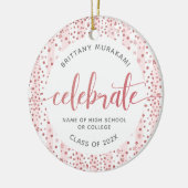 Abschluss Foto Rose Gold Glitzer Script Keepake Keramik Ornament (Links)